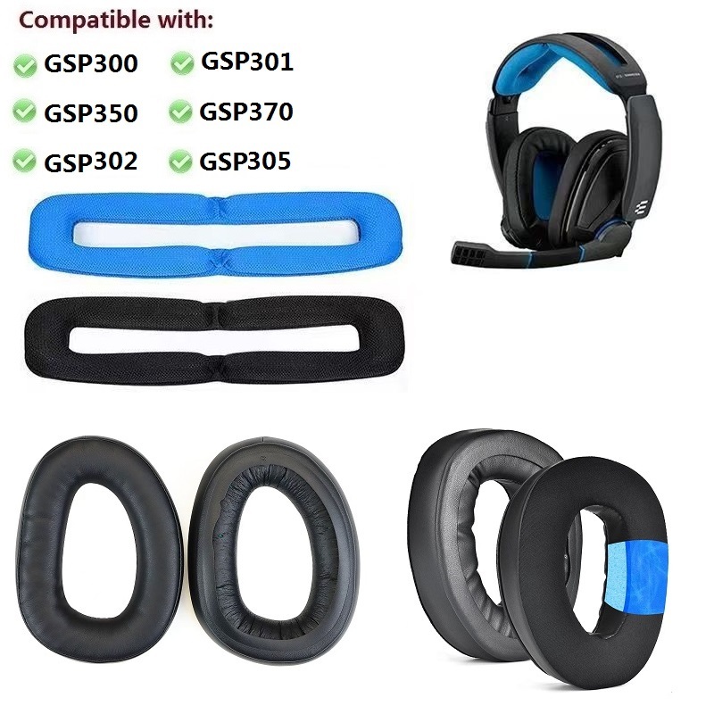 แผ่นรองหูฟังสําหรับ Sennheiser GSP300/301/302/303/305/350/370 หูฟังคุณภาพสูง Earmuff หมอนหูแถบคาดศีรษะเบาะ