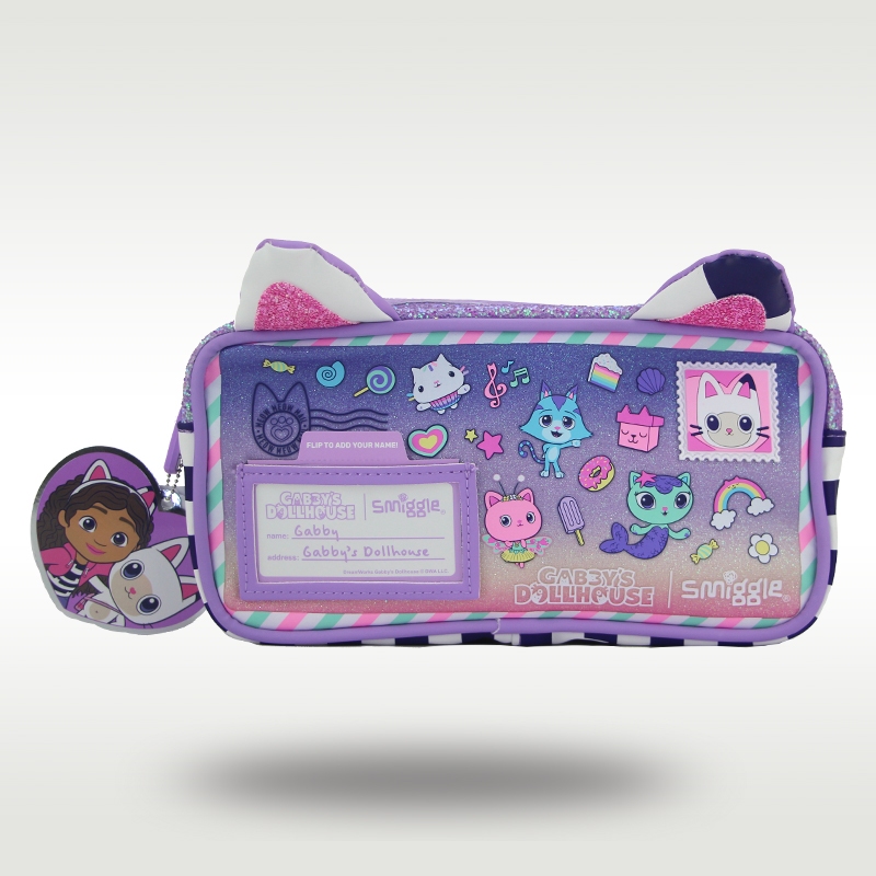 Australia smiggle original กล่องดินสอเด็กสาว Gabbys Dollhouse กล่องเครื่องเขียนกระเป๋าดินสอโรงเรียนคลัทช์ PU 9 นิ้ว