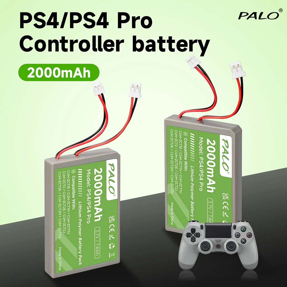 Palo PS4 แบตเตอรี่ 2000mAh แบตเตอรี่ขยายแบบชาร์จไฟได้สําหรับ PS4 และ PS4 Pro Gamepad คอนโทรลเลอร์ไร้สาย