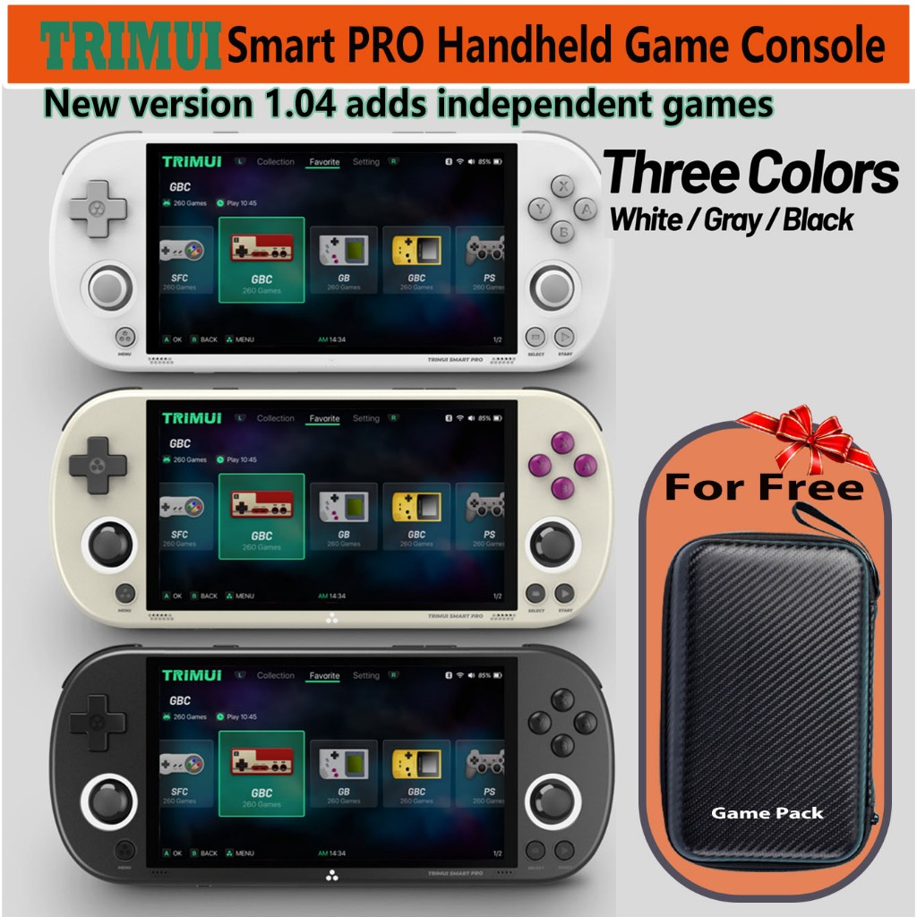 Trimui Smart Pro 4.96 นิ้วหน้าจอ Linux ระบบแบตเตอรี่ความละเอียดสูง IPS เครื่องเกมมือถือ