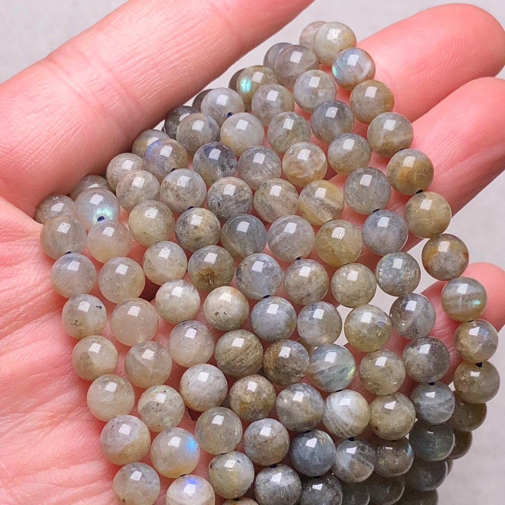 Labradorite Natural - หินมุมที่สว่างสดใสสําหรับความคิดสร้างสรรค์ส่วนบุคคล DIY 6 มม.