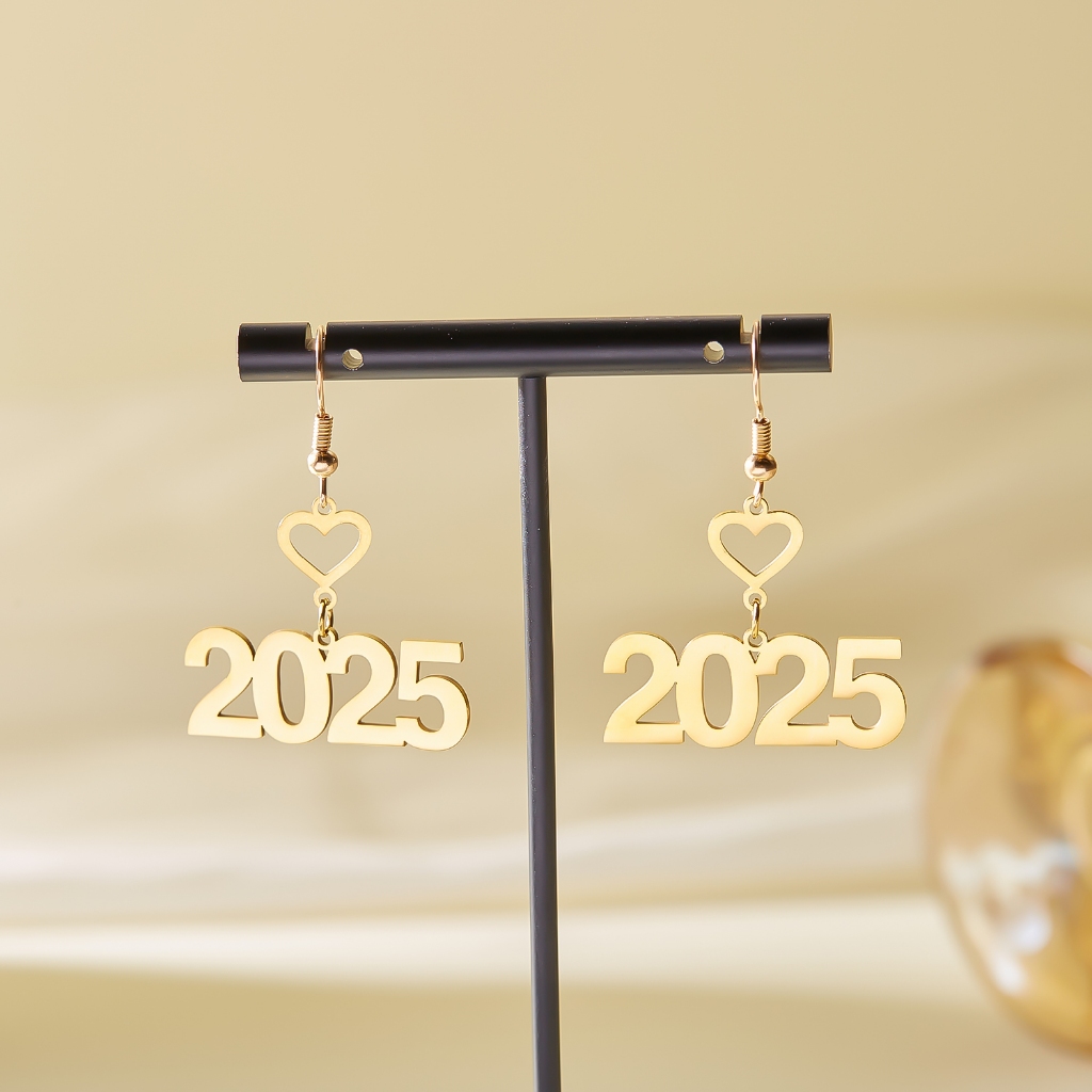 Zhengyou Love 2025 ต่างหูสแตนเลสปีใหม่ต้อนรับปีใหม่สวยงาม