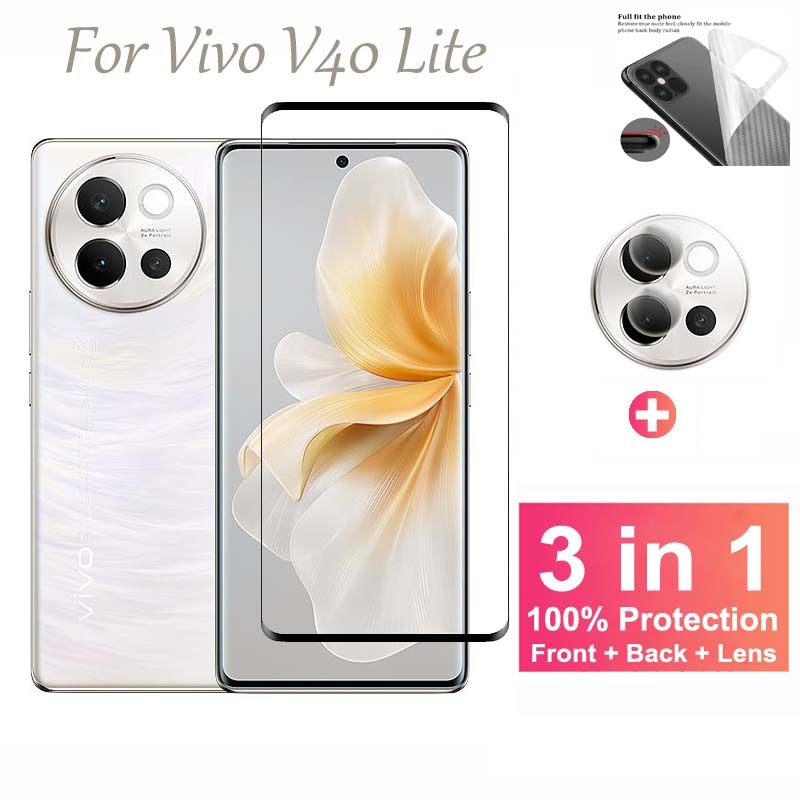 ฟิล์มกระจก สำหรับ Vivo V30 5G กระจกนิรภัย HD ป้องกันหน้าจอ สำหรับ ฟิล์ม Vivo V40 Lite Pro V30 Lite Pro V17 Pro 5G 2 in 1 ฟิล์มกระจกกันเลนส์กล้อง