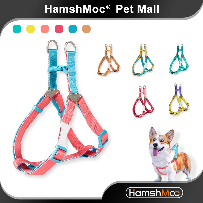 HamshMoc ปรับสายรัดสุนัขนุ่มสัตว์เลี้ยงสายรัดหน้าอกขั้นตอนที่พร้อมหัวเข็มขัดที่ทนทานสําหรับสุนัขขนาดเล็กขนาดกลางขนาดใหญ่เดินทางกลางแจ้ง