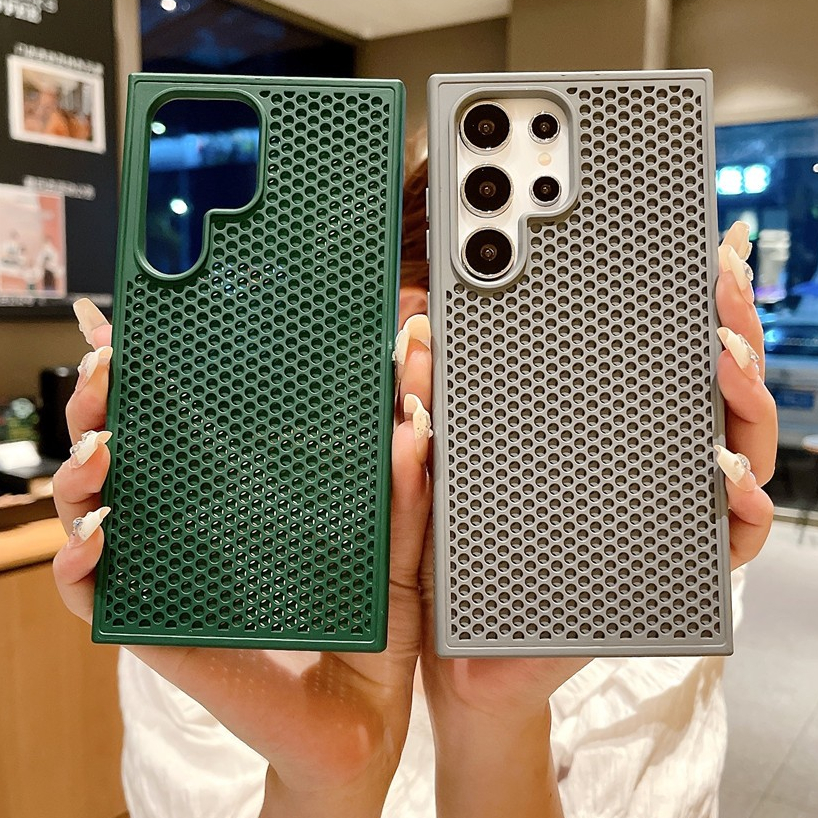 SAMSUNG การกระจายความร้อนBreathableชาร์จแม่เหล็กสําหรับSamsung Galaxy S25 S24 Ultra S23 S23FE S22 Plusหรูหราสีทึบซิลิโคนกันกระแทกปกหลัง
