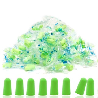 20/50/100 คู่โฟมปลั๊กอุดหูสีเขียวทิ้งลดเสียงรบกวนปลั๊กอุดหูป…