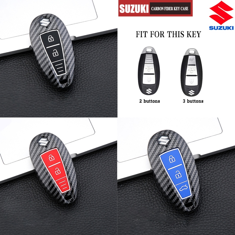เคสกุญแจรีโมทรถยนต์คาร์บอนไฟเบอร์เข้ากันได้กับ SUZUKI Sx4/Ertiga/Grand/Vitara/Swift/Lgnis/Kizashi/Ciaz/Celerio Key Cover Carbon Case พวงกุญแจ