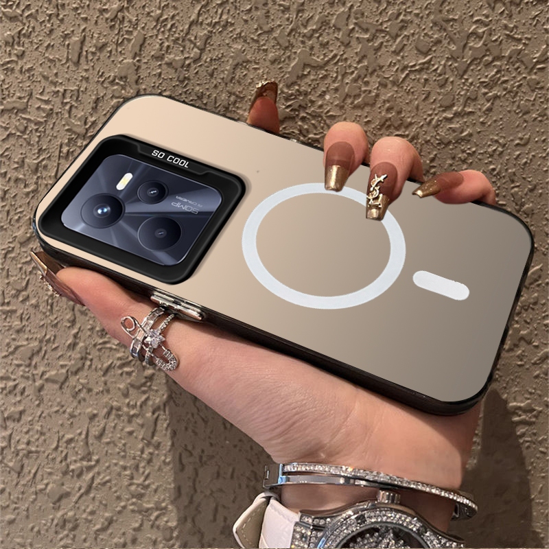 FOR เคส สําหรับปลอก Realme C35 เคสโทรศัพท์ เคสแข็ง TPU Protector Smooth กันกระแทก ดีไซน์ใหม่ ความงาม ดึงดูดแม่เหล็กไร้สาย CYBSWX01