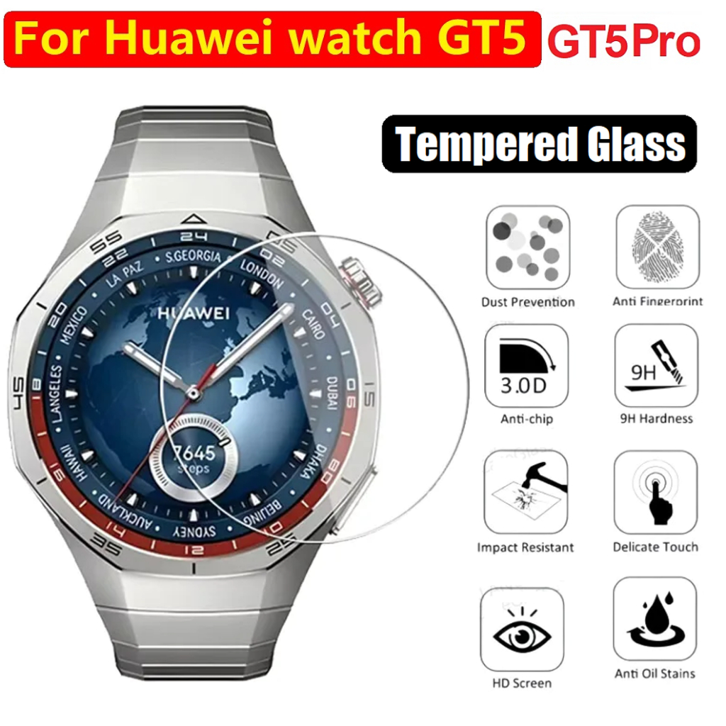 กระจกนิรภัยสําหรับ Huawei watch GT 5 Tempered Glass 2.5D ฟิล์ม huawei watch gt 5 pro Film ฟิล์ม Huaw