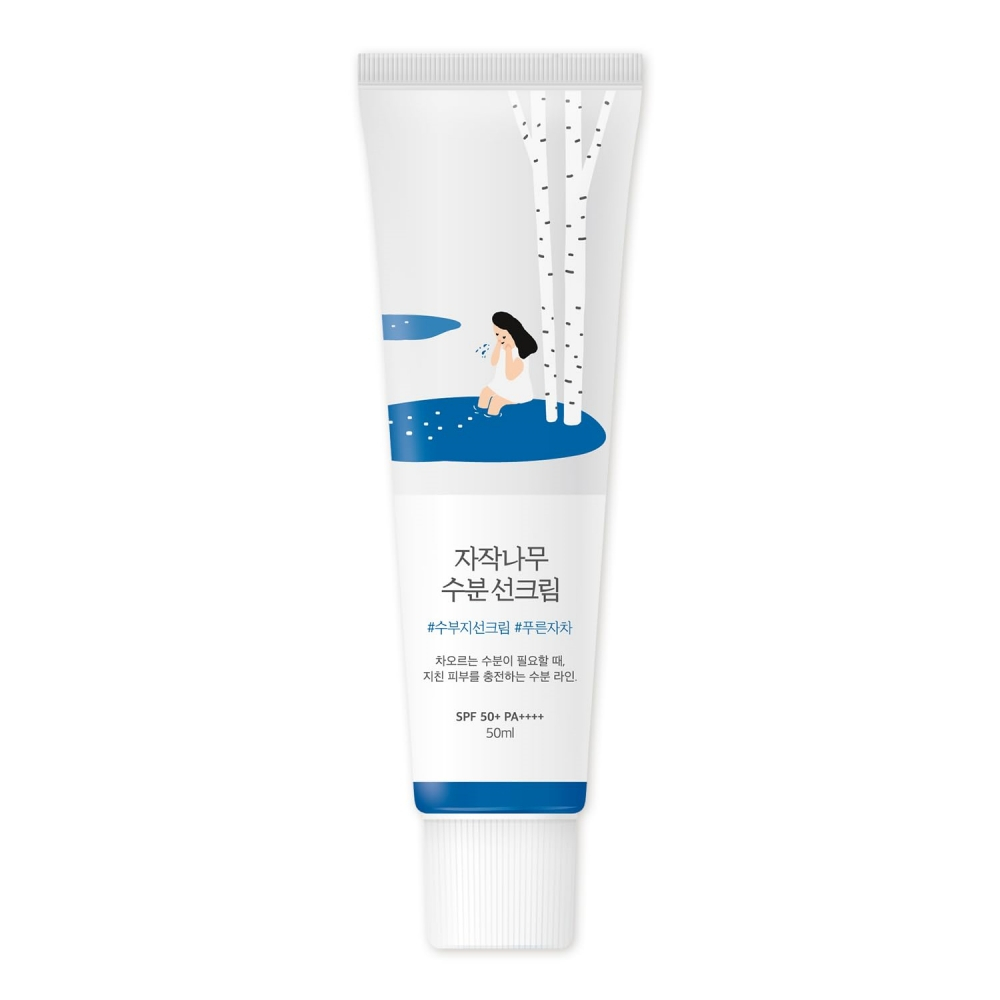 Round lab Dokdo Silver Birch Gentle Hydrating Sunscreen Cream Moisturizing Refreshing Oil Control Moisturizer Non-Sticky SPF50 + 50ml