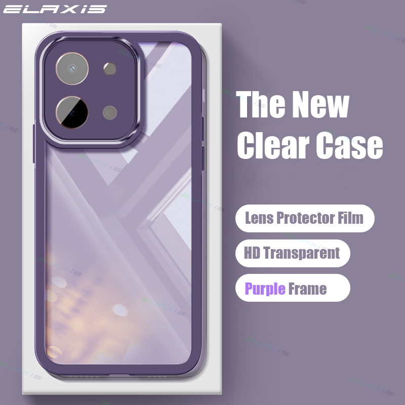 ปลอก ELAXIS สําหรับ VIVO Y28 เคสโทรศัพท์พร้อมฟิล์มเลนส์โปร่งใสนุ่มกันกระแทกซิลิโคนใสคลุมทั้งหมด Anti-fall ฝาหลัง ES003