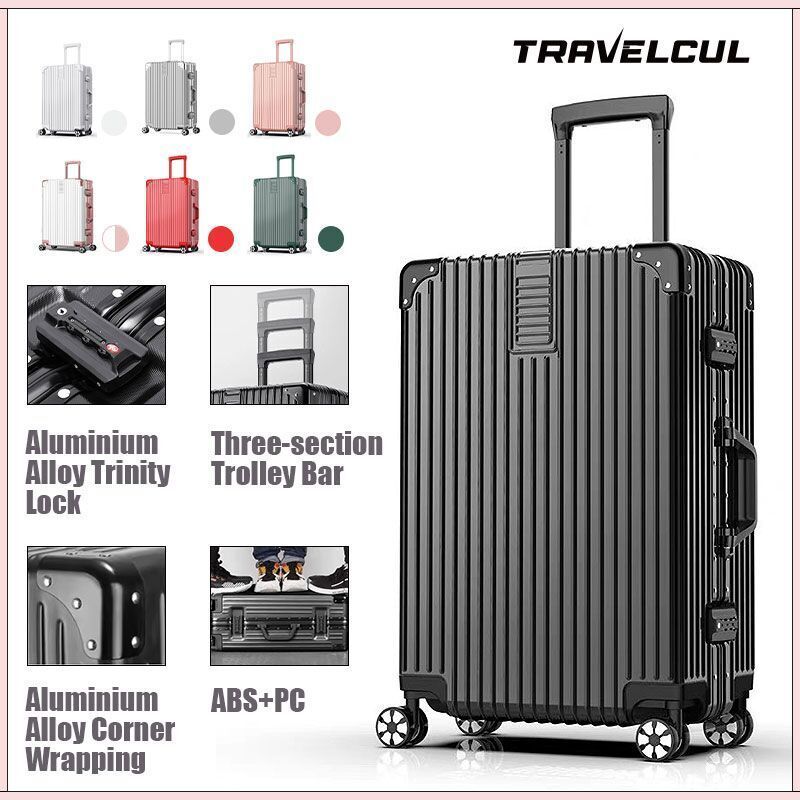Travelcul 20/24/28 "อลูมิเนียมกระเป๋าเดินทางกระเป๋าเดินทางป้องกันการโจรกรรมที่ทนทานกระเป๋าเดินทาง