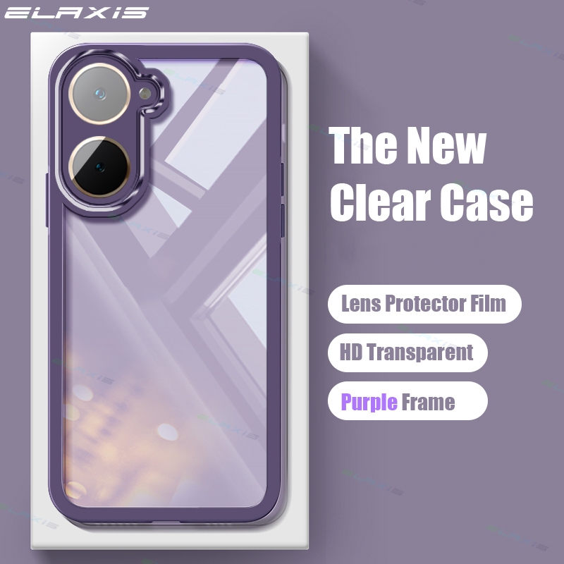 Elaxis สําหรับ VIVO Y03/VIVO Y03t เคสโทรศัพท์พร้อมฟิล์มเลนส์โปร่งใสนุ่มกันกระแทกซิลิโคนใสคลุมทั้งหมด Anti-fall ฝาหลัง ES003