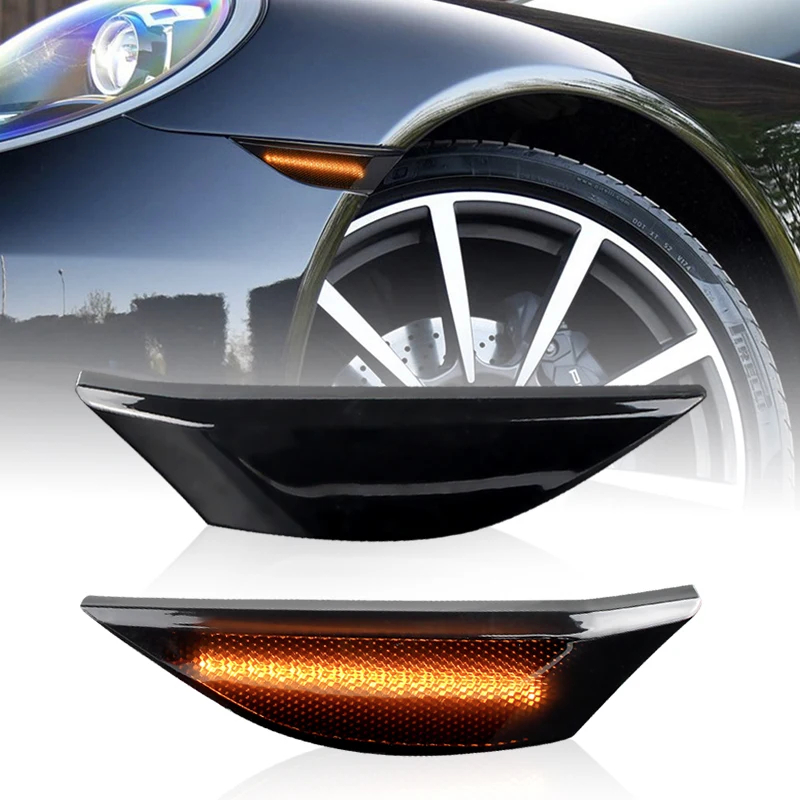 2 ชิ้น LED เครื่องหมายด้านข้างไฟเลี้ยวโคมไฟบ่งชี้กระพริบสําหรับ Porsche 981 Series 718 Cayman (รวม G