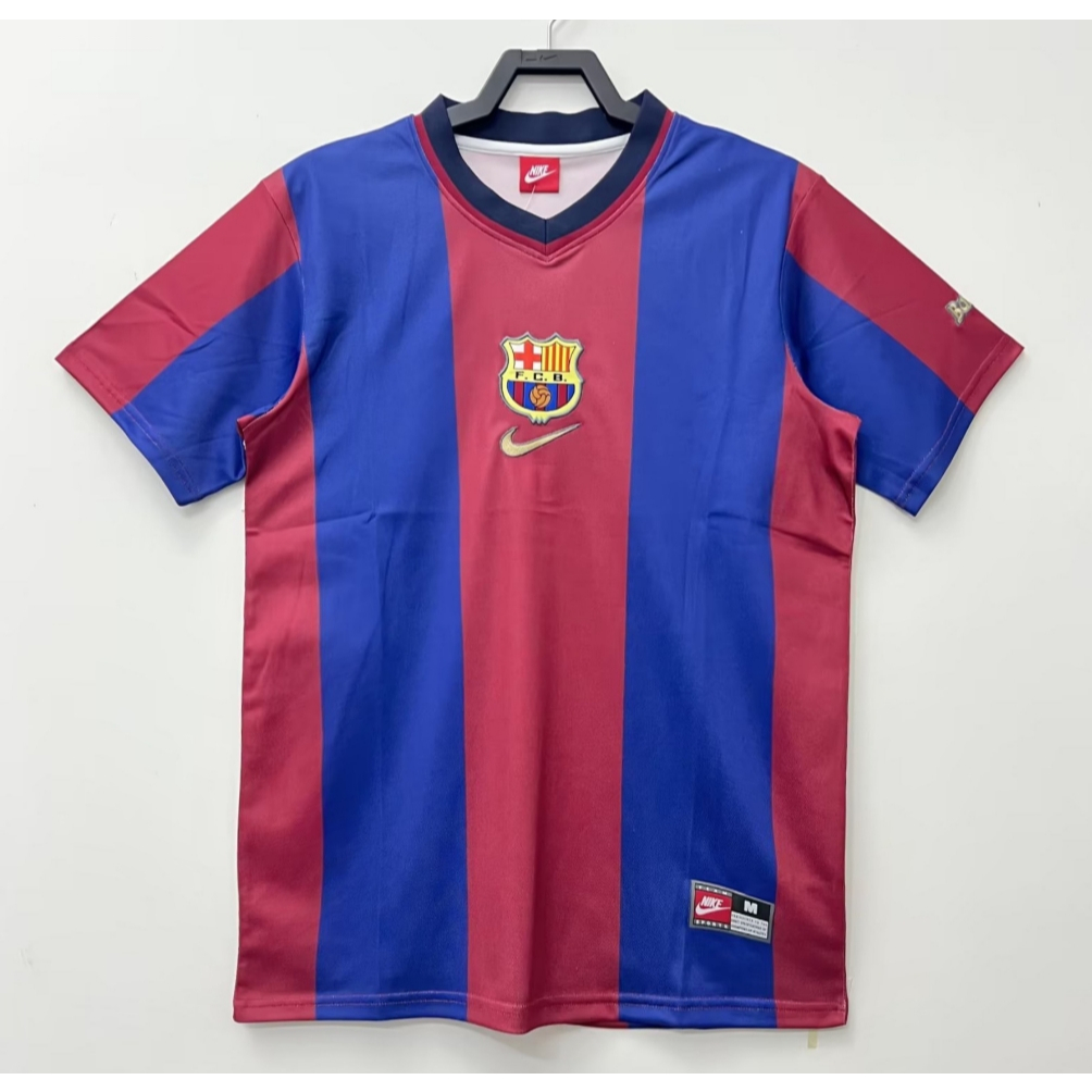 1998/99 Barcelona Homepage Retro Jersey S-XXL คุณภาพสูงเสื้อแขนสั้น Quick-Drying กีฬาฟุตบอล AAA