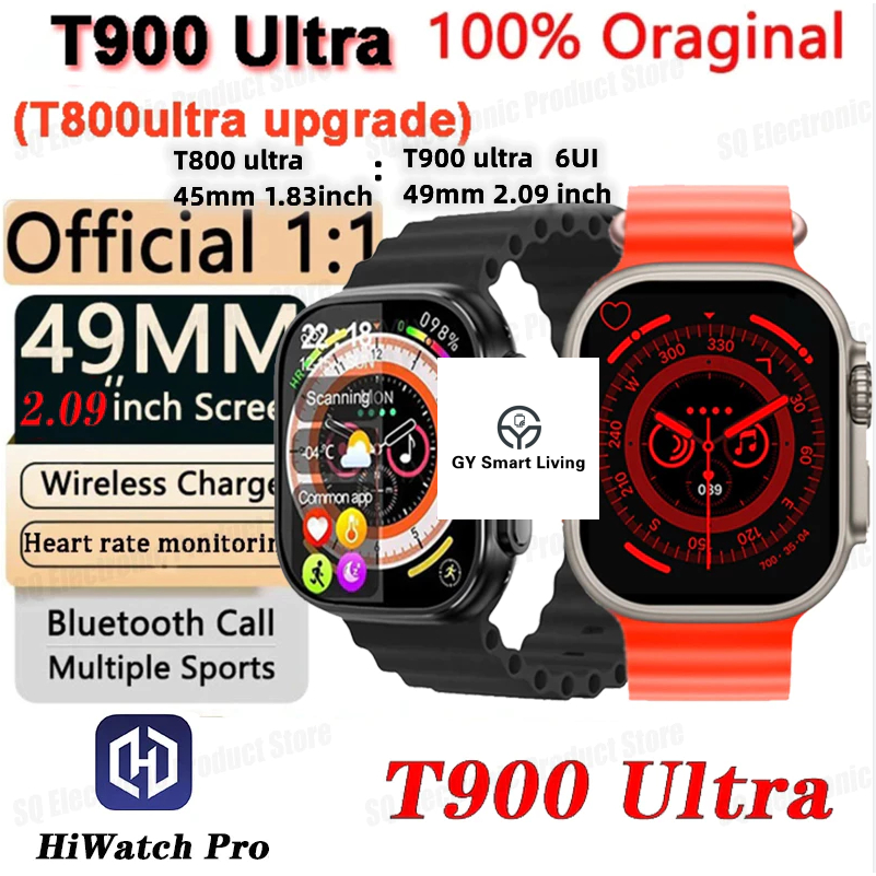 สมาร์ทวอทช์ T900 Ultra Bluetooth Call Information Push ความดันโลหิตออกซิเจนในเลือดกีฬาสร้อยข้อมือกัน