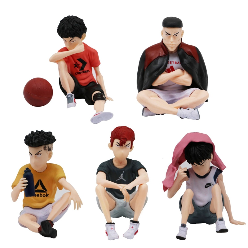 5 ชิ้น/เซ็ต 10 ซม.อะนิเมะ Slam Dunk รถตกแต่ง Rukawa Kaede Sakuragi Hanamichi Miyagi Ryota Mitsui Hisashi Akagi Takeori PVC ตัวเลขการกระทําตุ๊กตาของเล่น
