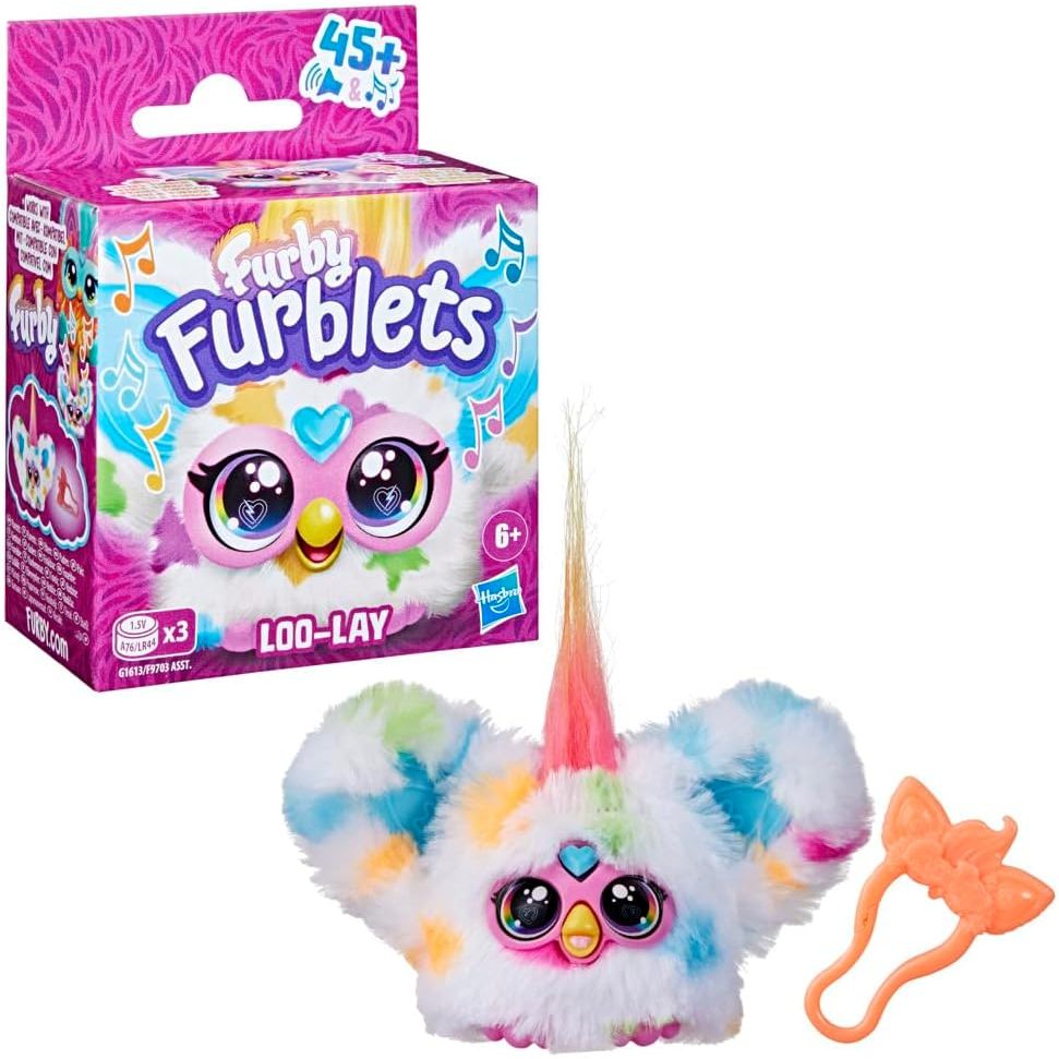 Furby Furblets Loo-Lay Mini Friend, 45+ Sounds & Music, Speaks Only Furbish, ของเล่นตุ๊กตาอิเล็กทรอน