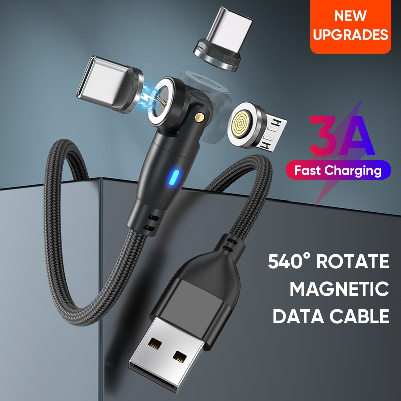 ใหม่ 9Pin USB 540° สายแม่เหล็ก Rotatinng, QC3.0-QC4.0, 24W, 12V3A, 3 อินเทอร์เฟซแม่เหล็กสําหรับโทรศัพท์มือถือทุกชนิดและอุปกรณ์อิเล็กทรอนิกส์