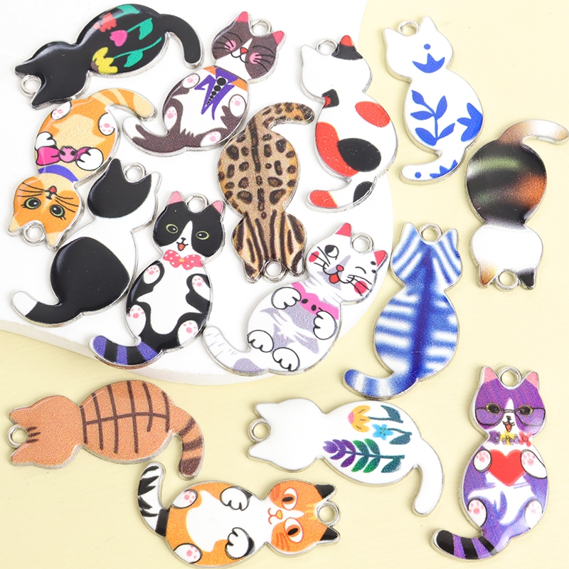 10ชิ้นน่ารักลูกแมวด้านหน้าและด้านหลังแบบเคลือบเสน่ห์ ทําเอง น่ารัก สร้อยคอสร้อยข้อมือต่างหูพวงกุญแจและอื่นๆสร้างสรรค์ ทริคเกตส์ การ์ตูนแมวรูปร่างจี้-ของขวัญที่สมบูรณ์แบบสําหรับแม