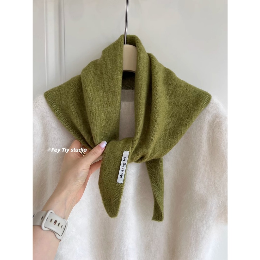 อังกฤษ Original Order Niche ยี่ห้อขนสัตว์ถักผ้าพันคอสามเหลี่ยมหญิง Headscarf ถักผ้าพันคอมัลติฟังก์ชั่ Warm All-Match สามเหลี่ยม