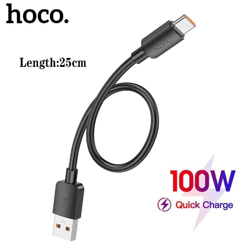 Hoco X96 0.25M สั้นสาย USB-C 100W Fast Charging Data Cable 6A USB to Type- C ข้อมูลแบบพกพาสําหรับ Android โทรศัพท์แล็ปท็อป Universal ข้อมูลสาย