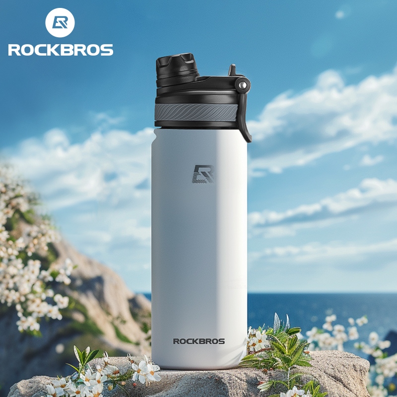 【TH Delivery】Rockbros แก้วสแตนเลส 304 ฉนวนสองชั้น เก็บความร้อน 12 ชั่วโมง ความจุ 550 มล. 650 มล. 1000 มล. 1200 มล. ดื่มตรงและหลอด ขวดน้ำกลางแจ้ง