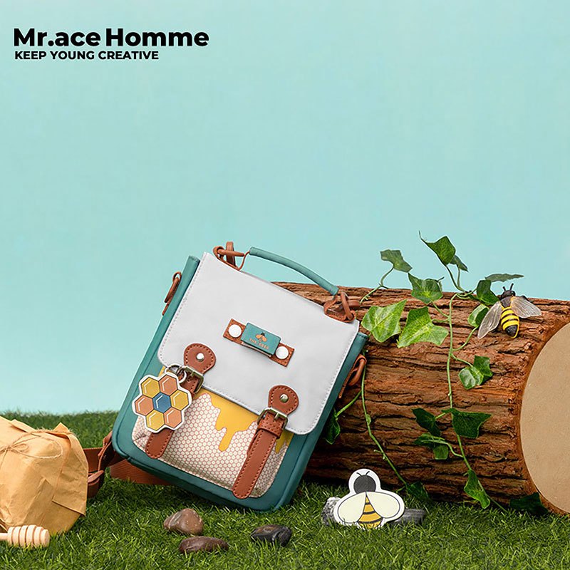 Mr. ace Homme Bee Series 0251  กระเป๋าสะพายไหล่ กระเป๋าถือ ใส่โทรศัพท์มือถือ แบบพกพา สําหรับสตรี mini Phonebag