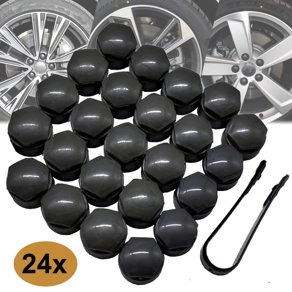 24PCS สําหรับ Audi A4 A5 A6 A7 Q3 Q5 TT R8 25 มม.ล้อถั่วหมวก Auto Hub สกรูป้องกันหมวก Rim Bolt Caps Protector Proof ครอบคลุม