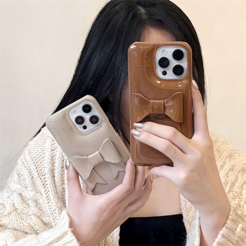 แฟชั่นหนัง Faux bow สบู่ hardshell เคสโทรศัพท์สําหรับ iPhone16 Pro Max 15 Pro Max 14 Pro Max 13 13PRO 13PROMAX 12PRO 12PROMAX