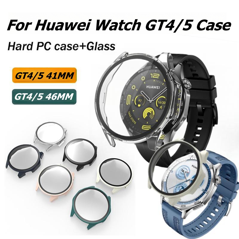 กรณีพีซีแบบแข็ง + ฟิล์มกระจกสําหรับนาฬิกา Huawei GT4/GT5 Pro ฝาครอบป้องกันกันชนสําหรับนาฬิกา Huawei 