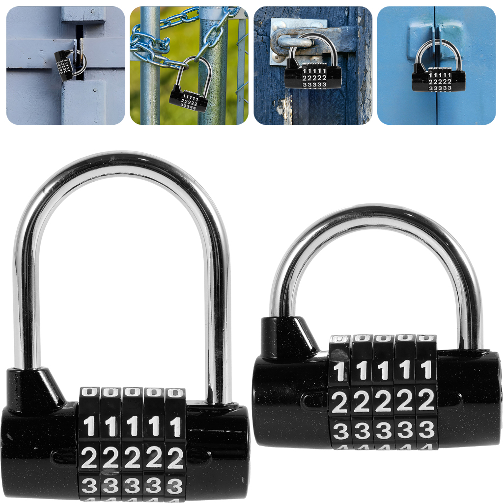 Locker Combination Lock 5-Digit รีเซ็ตกุญแจรวมโลหะผสมสังกะสีตู้รหัสกุญแจสีดําความปลอดภัยรหัสผ่านล็อค