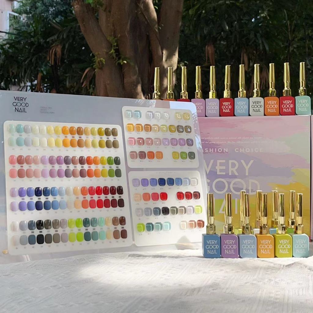 Very good nail 60 สี ฝาทอง พร้อมชาร์จสี 15ml สีพื้น ไม่ใช่สีไซรัป หลากหลายโทนสี ท๊อปและเบส ครบกล่อง