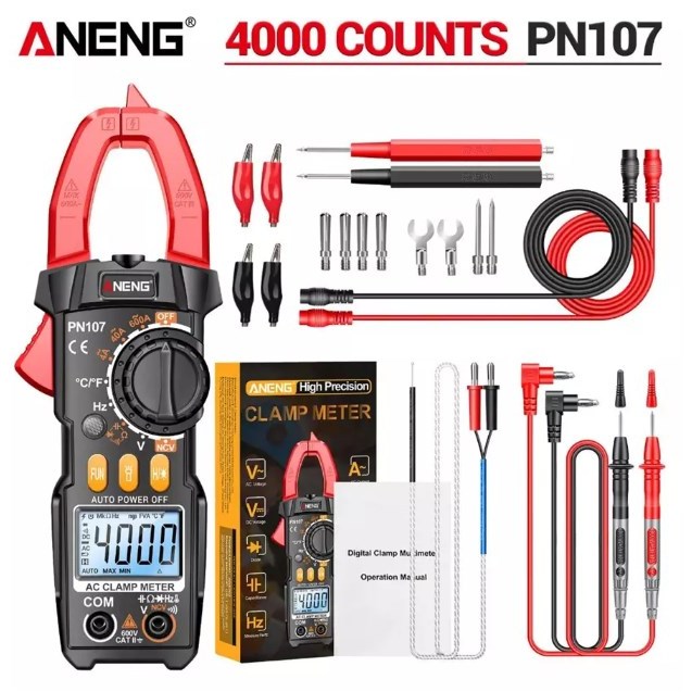 Aneng PN107 เครื่องมัลติมิเตอร์ดิจิทัล AC/DC ทดสอบอุณหภูมิ มัลติเทสเตอร์ True RMS 4000