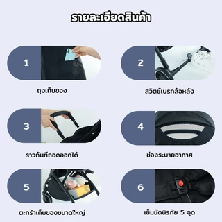 EvianAngel รถเข็นเด็กพับได้ S08 น้ำหนักเบา 4 ล้อ รถเข็น เด็ก ได้เด็ก