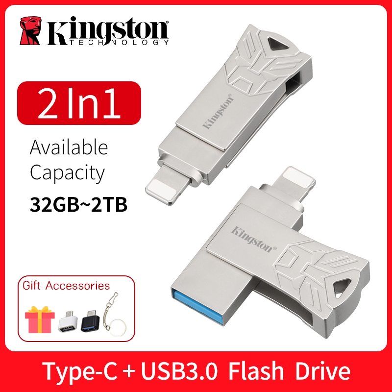 Kingston เหมาะสําหรับ iPhone u Disk 2TB USB3.0 ดิสก์เก็บแฟลชความเร็วสูงความจุขนาดใหญ่แบบพกพาแบบพกพาดิสก์ u