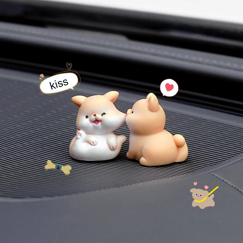 2 ชิ้น/เซ็ตตกแต่งรถ Garnish Mini Car Decor Center Dashboard ตกแต่งอุปกรณ์ตกแต่งภายในรถยนต์, Super น่ารักแมวสุนัขกบกระต่ายเป็ดคู่