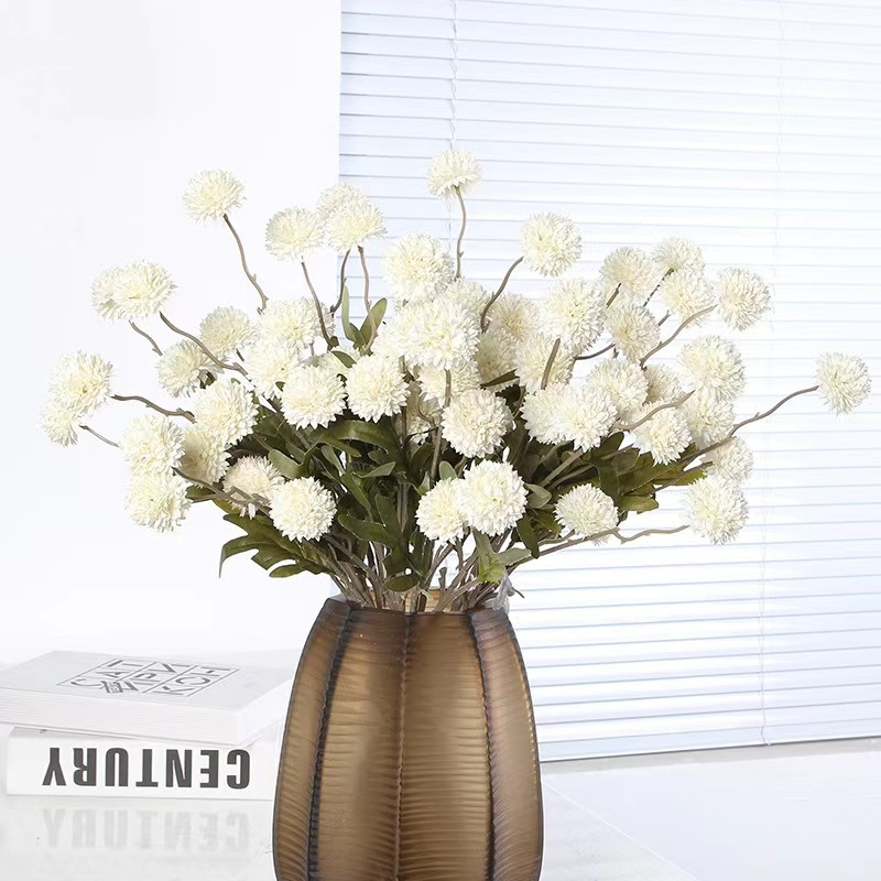 ดอกเบญจมาศประดิษฐ์ ดอกแดนดิไลออน 5 หัว ขนาดเล็ก สําหรับตกแต่งบ้าน งานแต่งงาน