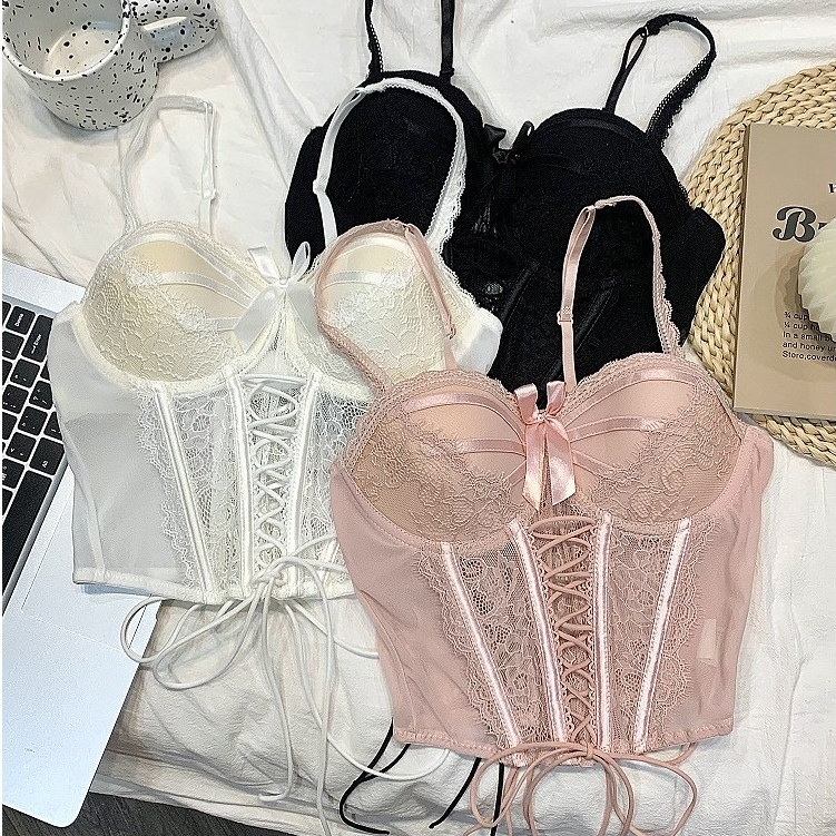 Pure Desire เซ็กซี่ชุดนอนส่วนตัวสลิงเซ็กซี่หน้าอก Pad เหล็กสนับสนุน Fishbone Corset สวมใส่ด้านนอกสั้นเอวแคบ Slimmer ดูเครื่องแบบ