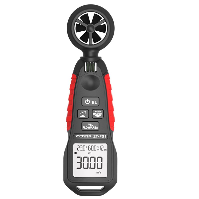 ZOYI ZT-FS1 เครื่องวัดความเร็วลมดิจิตอล LCD 1 ถึง 12 การทดสอบความชื้นลม  Digital  Anemometer