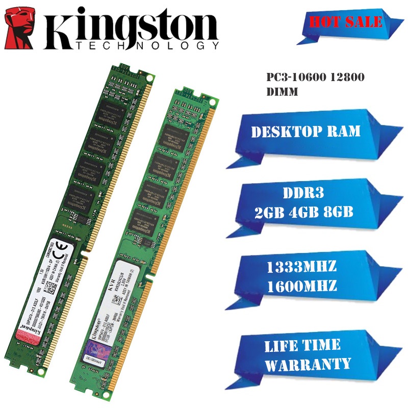 Kingston PC3 RAM DDR3 2GB 4GB 8GB 1333/1600MHz หน่วยความจําเดสก์ท็อป DIMM stick เกมคอมพิวเตอร์อัพเกรด
