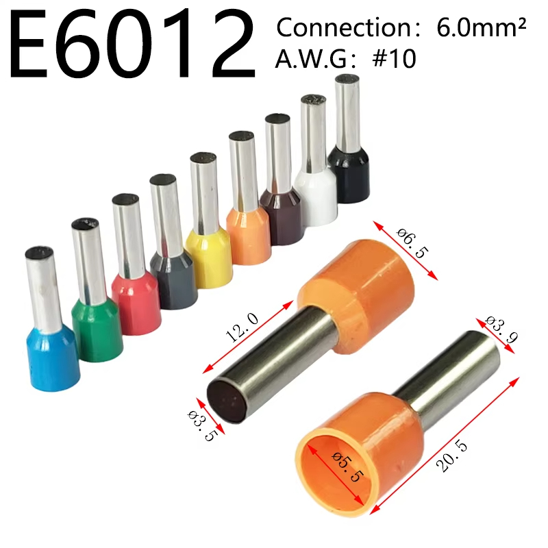 E6012 ขั้วปลายขั้วต่อสายไฟ 100 ชิ้นสําหรับสาย 6.0 มม.