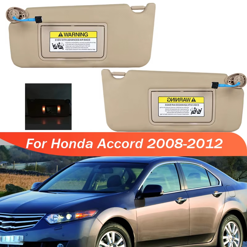 Beige Sunvisor ด้านข้างผู้โดยสารด้านข้างรถ Sun Visor Shade สําหรับ Honda Accord 2008 2009 2010 2011 2012 พร้อมกระจกแต่งหน้า