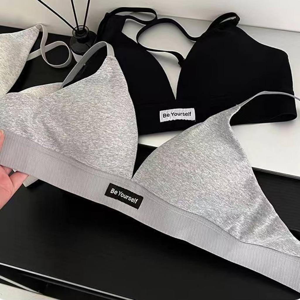 ถ้วยสามเหลี่ยมบางเฉียบเซ็กซี่ชุดชั้นในไร้รอยต่อนุ่มสบาย Frameless Push-Up ชุดชั้นในสตรี