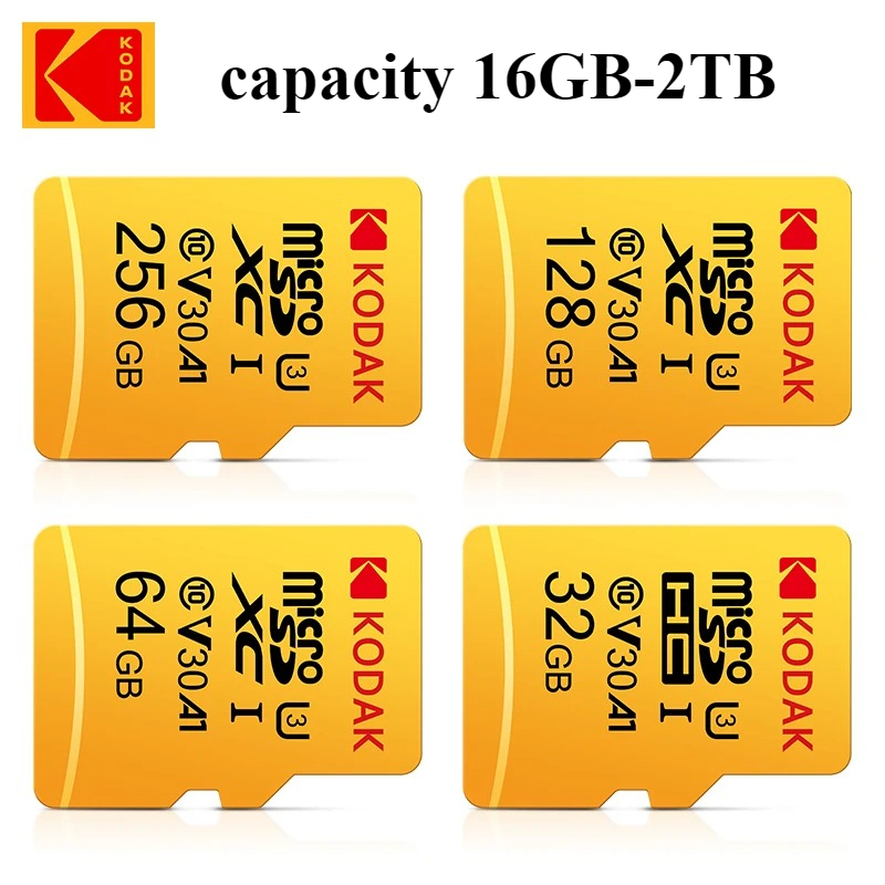 ใหม่ KODAK การ์ดหน่วยความจํา 16GB 64GB 128GB 256GB 512GB 1TB 2TB U3 4K Micro SD การ์ด 256GB Microsd UHS-I C10 V30 TF Trans แฟลช Microsd