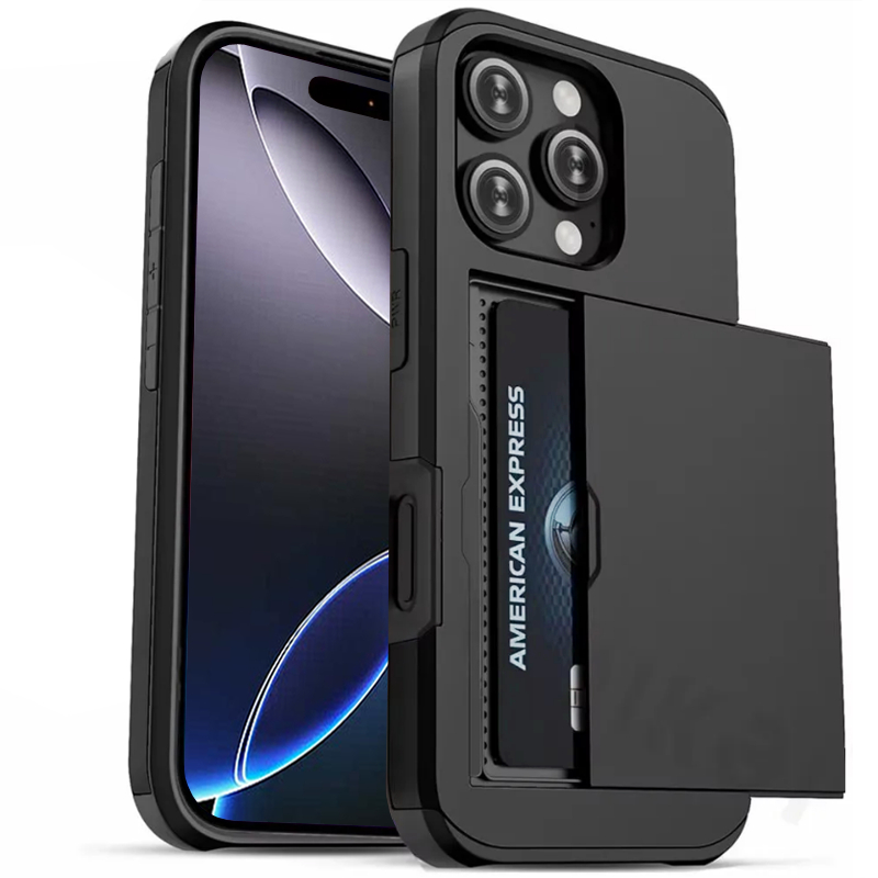 กรณีโทรศัพท์มือถือกันกระแทกพร้อมช่องเสียบการ์ด เหมาะสำหรับ IPhone 16 Pro Max 15 Pro Max 14 Pro Max 13 Pro Max