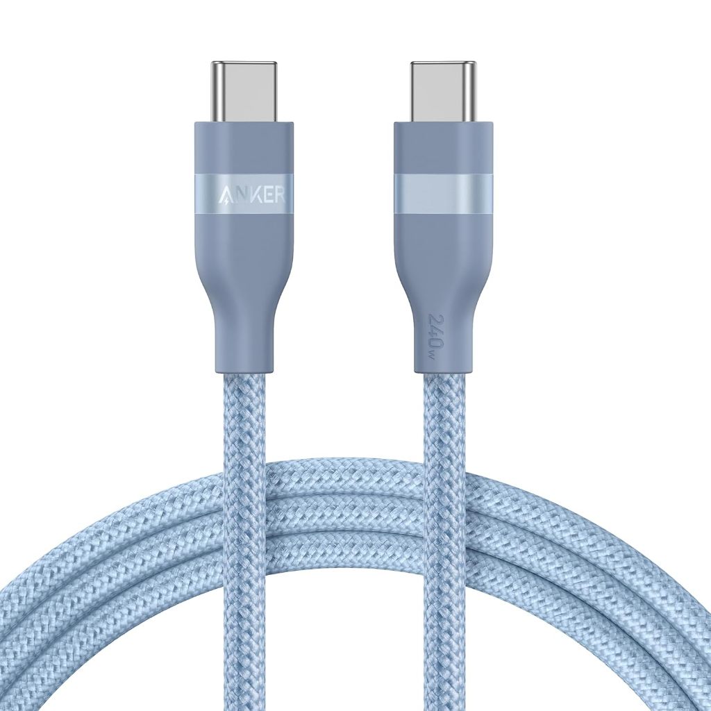 สาย Anker A82E2 Nano USB C, สายไฟถักหลายสีแบบยืดหยุ่น 240W 6 ฟุต, เครื่องชาร์จ Type C ที่ชาร์จเร็ว
