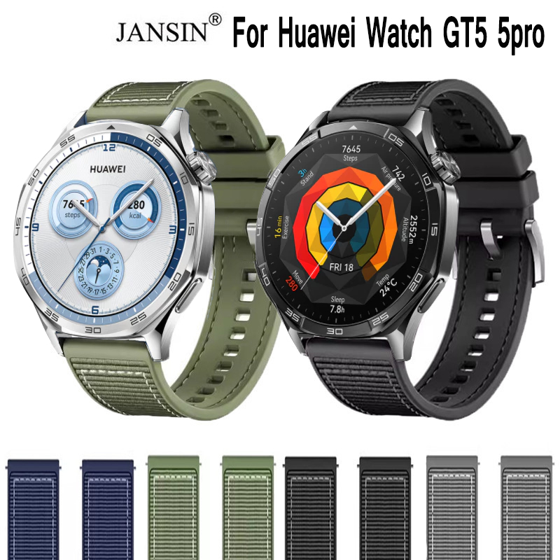 สายนาฬิกาข้อมือซิลิโคนไนล่อน แบบเปลี่ยน สําหรับ HUAWEI Watch GT5 46 มม. huawei Watch GT 5 4 46 มม.