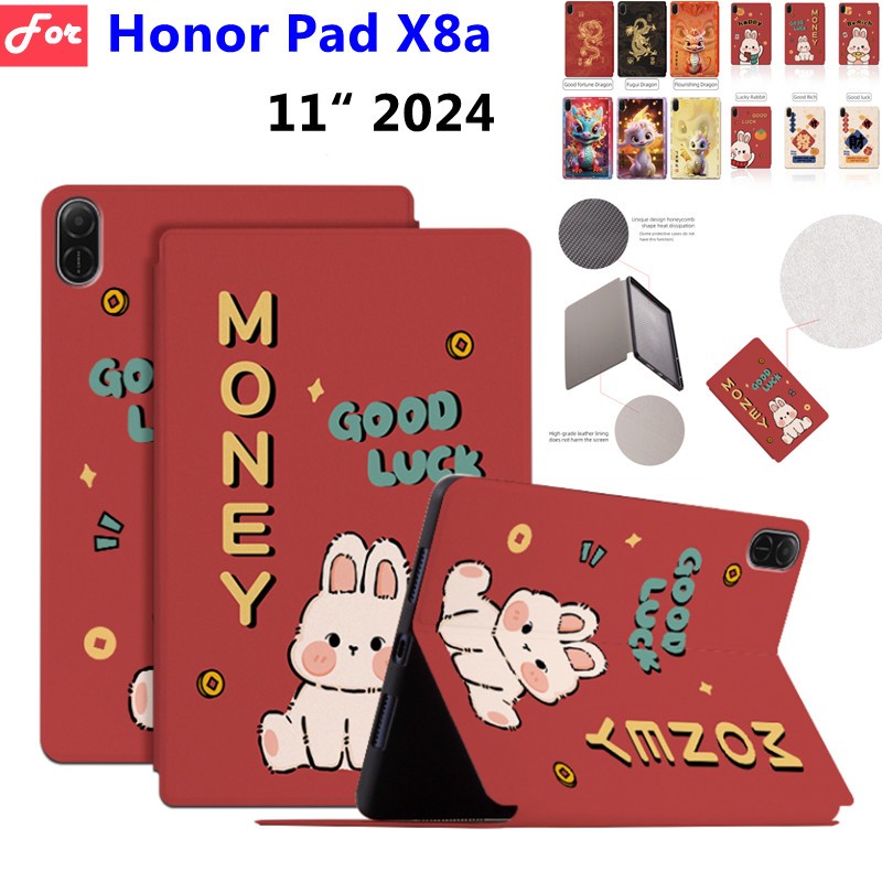 สําหรับhuawei HONOR Pad X8A X8A 11 นิ้ว 2024 บางหนังPUการ์ตูนป้องกันหนังสือShocproofสําหรับHONOR Pad X8 a 11 "