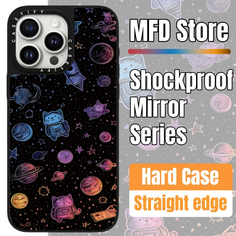 (3 สี)casetify Space star Graffiti Mirror เคสโทรศัพท์สําหรับ iPhone 16promax 16pro 15promax Drop-proof 14promax 14plus น่ารัก 13promax ผู้หญิงผู้ชายเคสแข็ง 12promax 11 สีดํา